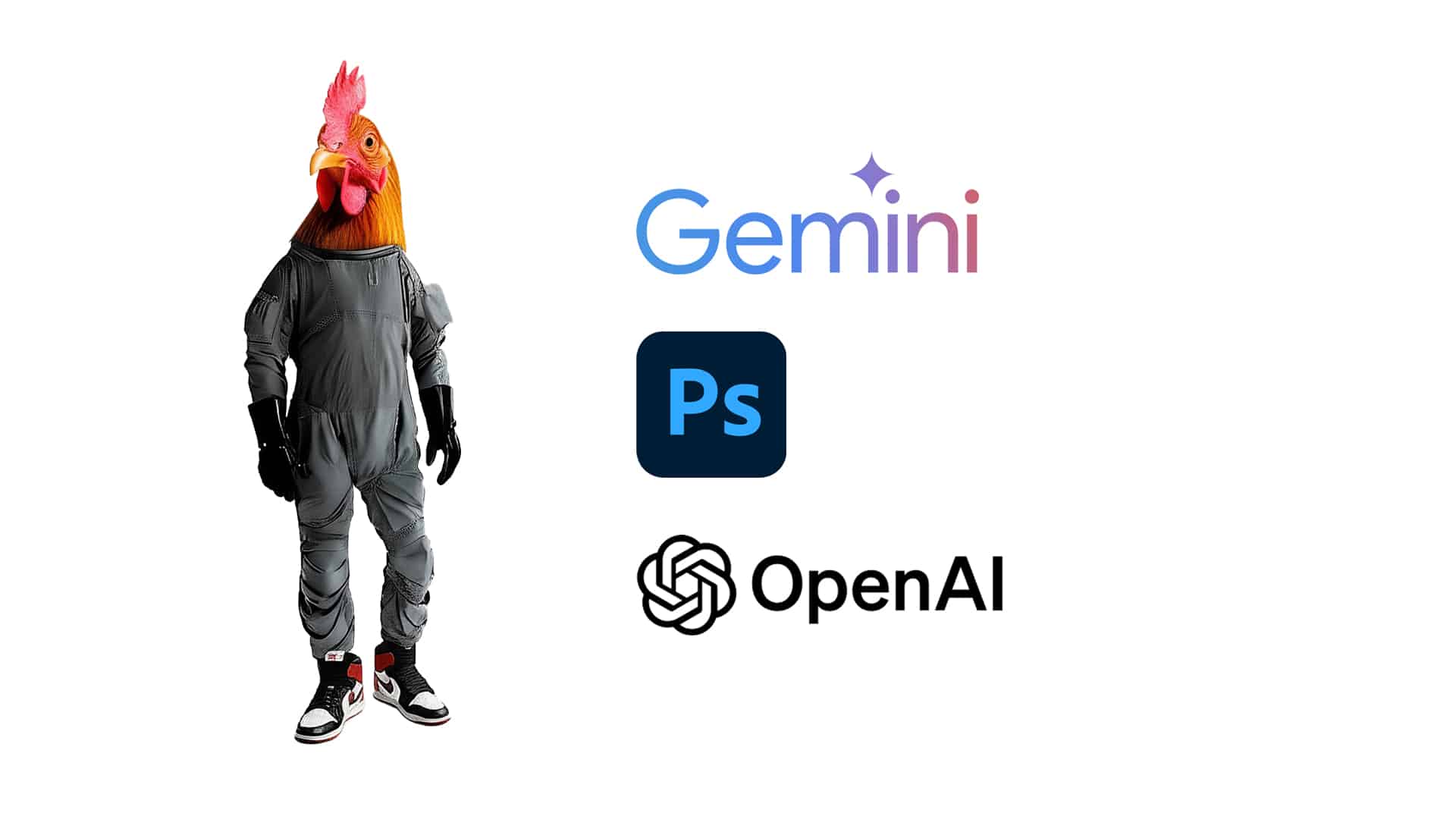 Vollformat_Videoproduktion_Blog_Thumbnail_Ersetzt_AI_Photoshop?_Gemini_Logo_Photoshop_Logo_OpenAI_Logo